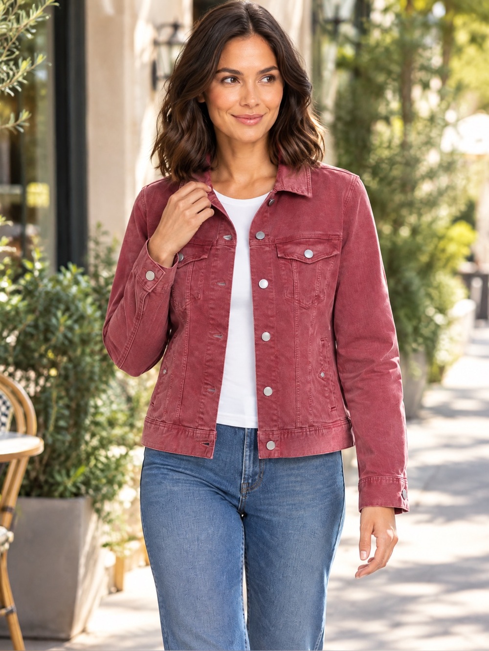 LIVERPOOL LOS ANGELES Women’s Size Medium Denim Jacket in Raspberry Jam